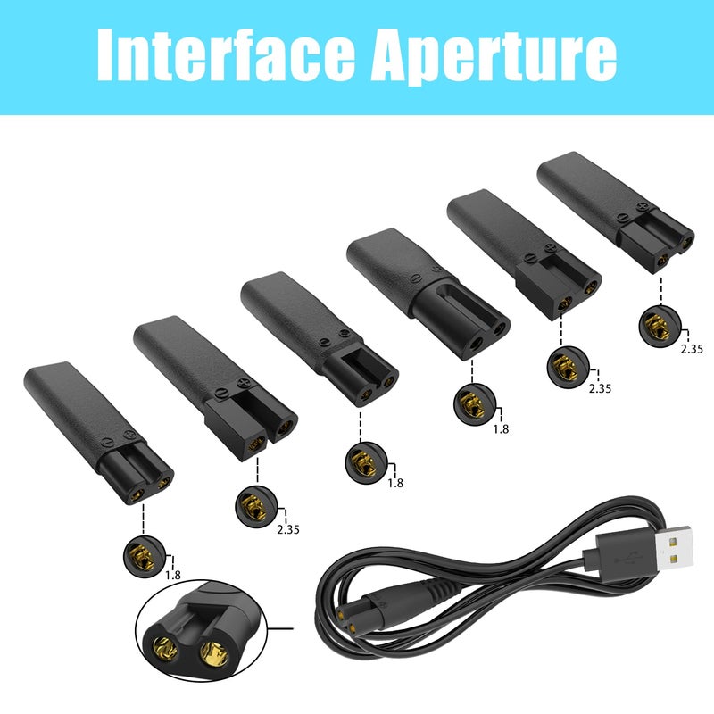 Pinkind Upgraded 9PCS Replacement Shaver Charger Compatible with a Various Types of Electric Hair Clippers, Beard Trimmers, Shavers, Beauty Instruments,Desk Lamps,Purifiers,Charging Cable Type-C Power Cord - Image 2